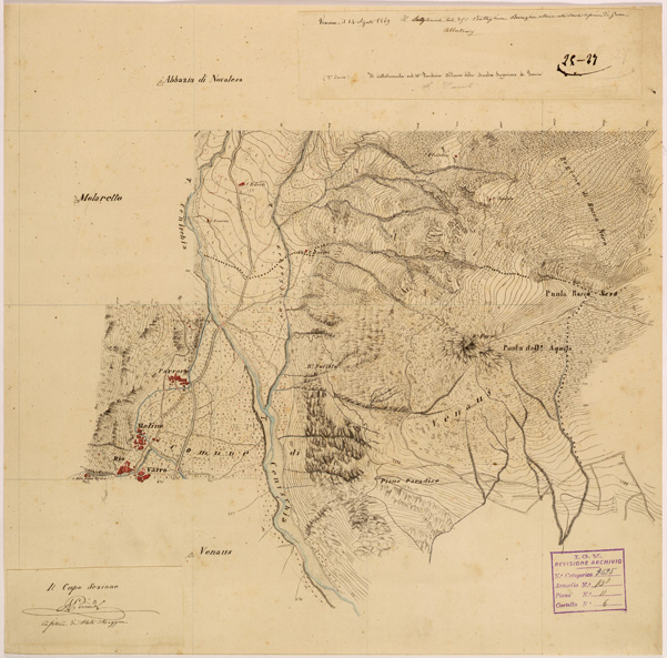 (N:28272) VALLE DORIA ( MONCENISIO - NOVALESA - VALLETTE - PELVO ) - FOGLIO 25 - 27 (SE001946) Carte e stampe antiche: riproduzione a colori su carta (formato A2)