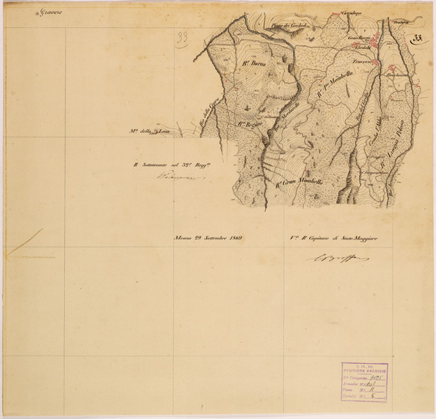 (N:28281) VALLE DORIA ( MONCENISIO - NOVALESA - VALLETTE - PELVO ) - FOGLIO 33 (SE001953) Carte e stampe antiche: riproduzione a colori su carta (formato A2)