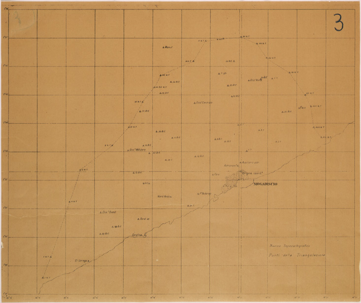 (N:28203) MOGADISCIO - PUNTI DELLA TRIANGOLAZIONE (SE002069) Carte e stampe antiche: riproduzione a colori su carta (formato A2)