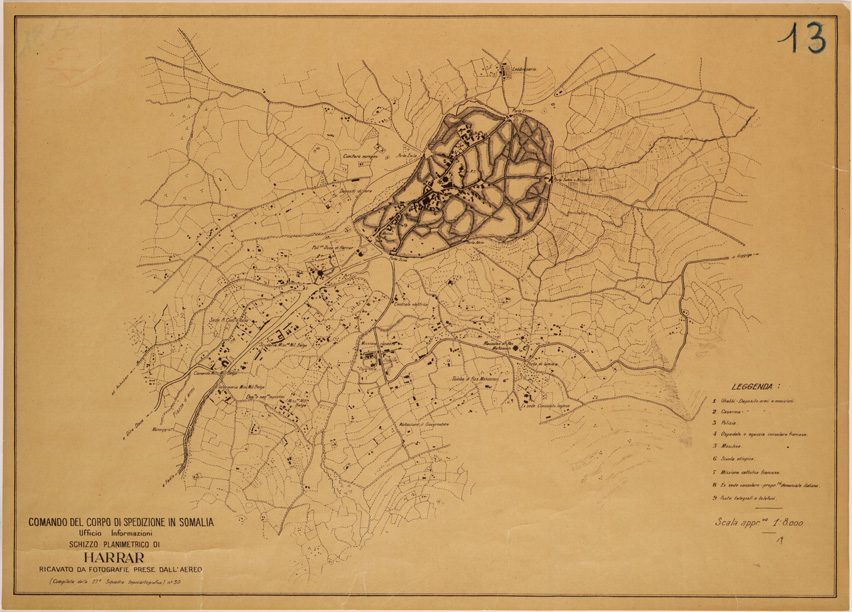 (N:28224) SCHIZZO PLANIMETRICO DI HARRAR (SE002089) Carte e stampe antiche: riproduzione a colori su carta (formato A2)