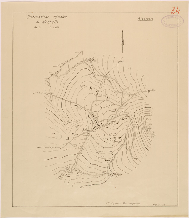 (N:28259) SISTEMAZIONE DIFENSIVA DI NEGHELLI (SE002101) Carte e stampe antiche: riproduzione a colori su carta (formato A2)