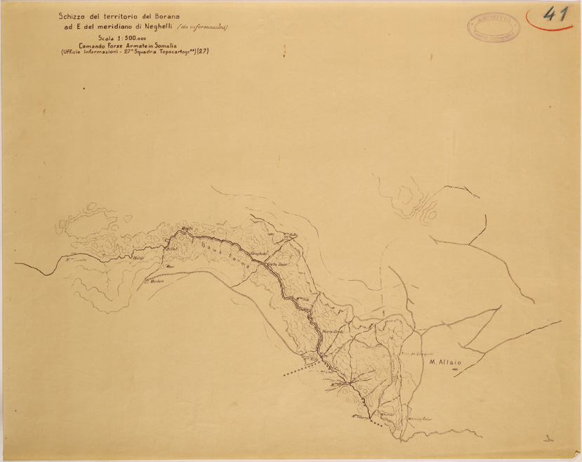 (N:28317) SCHIZZO DEL TERRITORIO DEL BORANA AD EST DEL MERIDIANO DI NEGHELLI (SE002141) Carte e stampe antiche: riproduzione a colori su carta (formato A2)