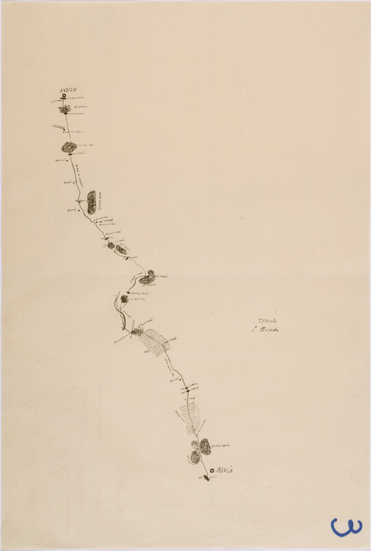 (N:28402) ITINERARIO ADUA - QUORAM - FOGLIO 3 - AUSIEN - AGULA' (SE002211) Carte e stampe antiche: riproduzione a colori su carta (formato A2)