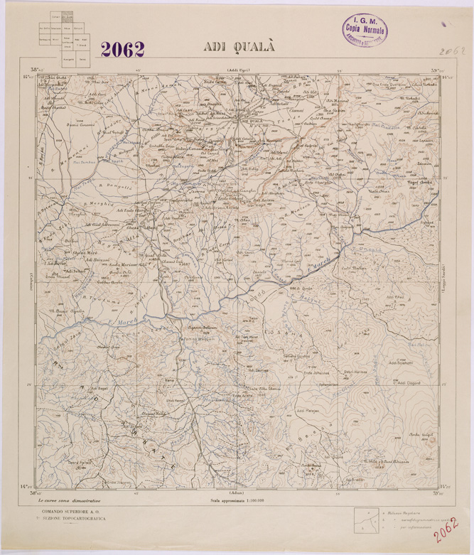 (N:28457) TIGRAI - FOGLIO 2062 - ADI QUALA (SE002256) Carte e stampe antiche: riproduzione a colori su carta (formato A2)