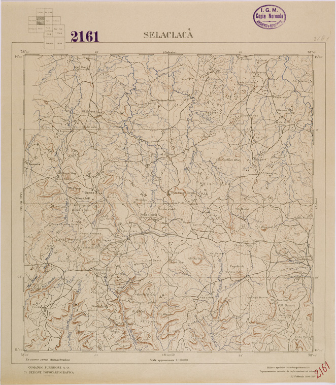 (N:28466) TIGRAI - FOGLIO 2161 - SELACLACA (SE002260) Carte e stampe antiche: riproduzione a colori su carta (formato A2)