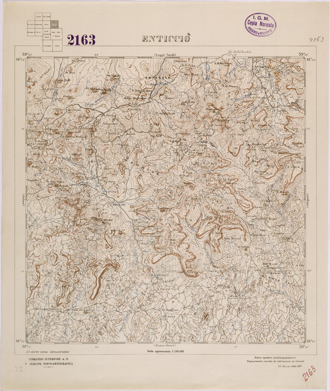 (N:28468) TIGRAI - FOGLIO 2163 - ENTICCIO' (SE002262) Carte e stampe antiche: riproduzione a colori su carta (formato A2)