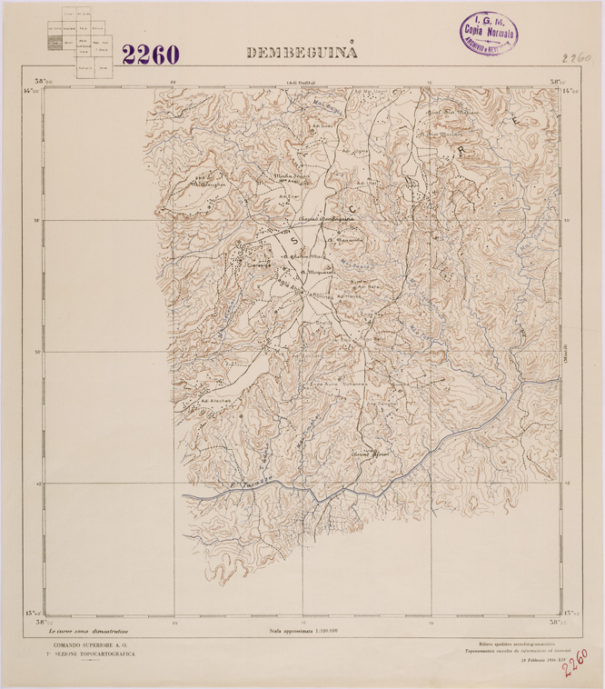 (N:28472) TIGRAI - FOGLIO 2260 - DEMBEGUINA' (SE002264) Carte e stampe antiche: riproduzione a colori su carta (formato A2)