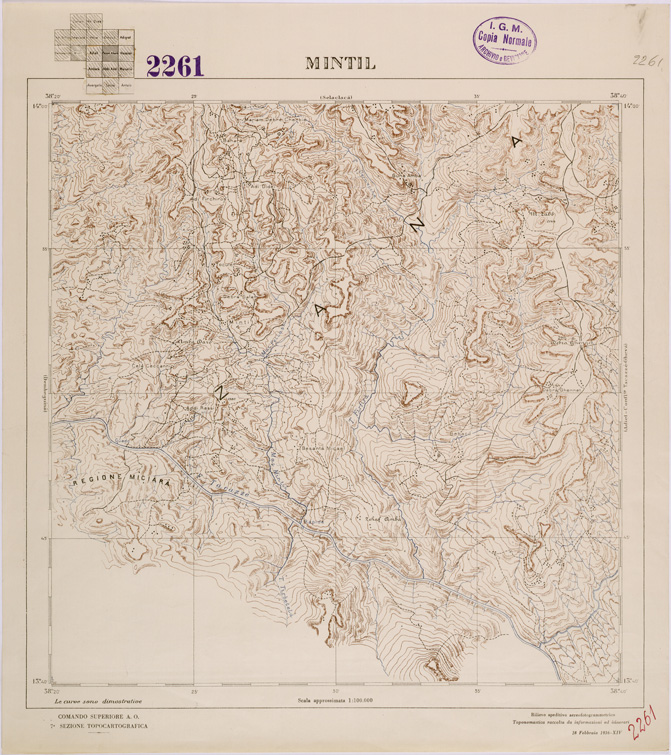 (N:28473) TIGRAI - FOGLIO 2261 - MINTIL (SE002265) Carte e stampe antiche: riproduzione a colori su carta (formato A2)