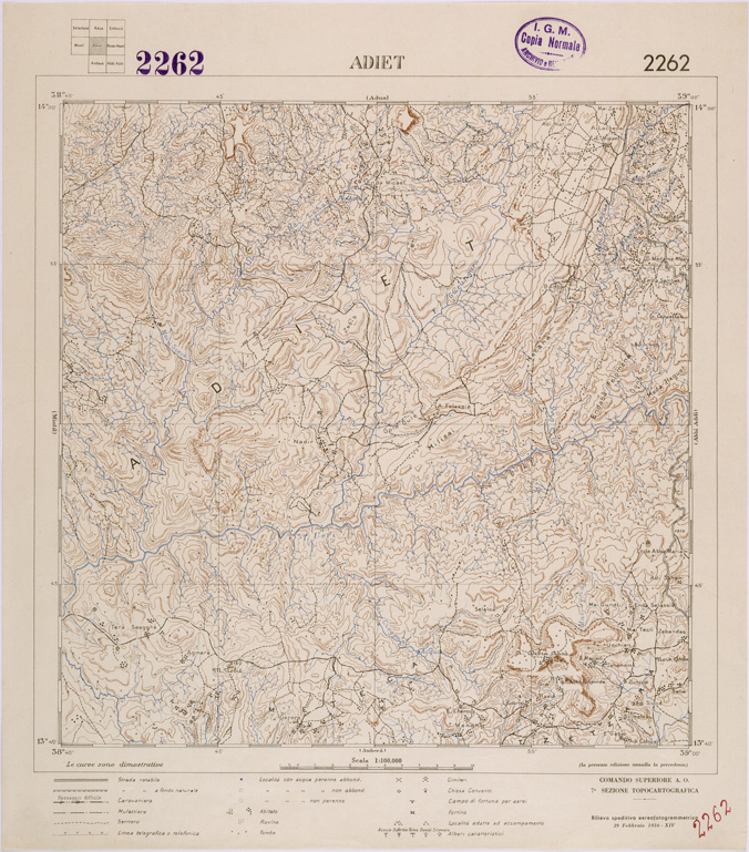 (N:28474) TIGRAI - FOGLIO 2262 - ADIET (SE002266) Carte e stampe antiche: riproduzione a colori su carta (formato A2)