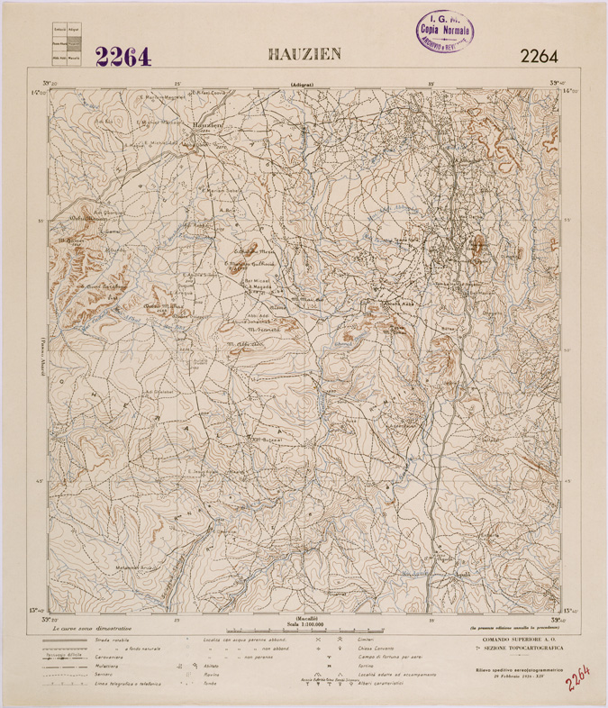 (N:28478) TIGRAI - FOGLIO 2264 - HAUZIEN (SE002268) Carte e stampe antiche: riproduzione a colori su carta (formato A2)
