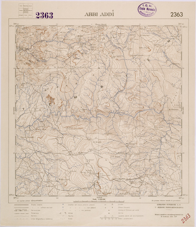 (N:28483) TIGRAI - FOGLIO 2363 - ABBI ADDI (SE002270) Carte e stampe antiche: riproduzione a colori su carta (formato A2)