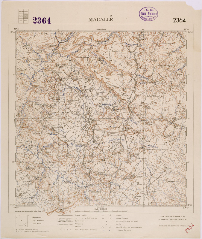 (N:28485) TIGRAI - FOGLIO 2364 - MACALLE' (SE002271) Carte e stampe antiche: riproduzione a colori su carta (formato A2)