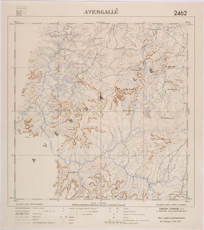 (N:28487) TIGRAI - FOGLIO 2462 - AVERGALLE' (SE002272) Carte e stampe antiche: riproduzione a colori su carta (formato A2)