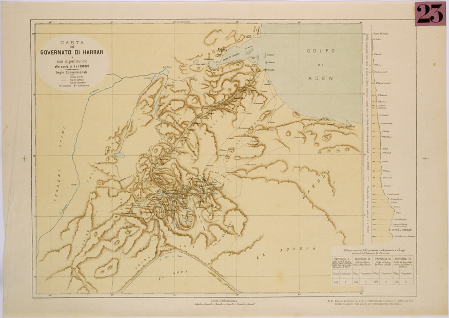 (N:28536) CARTA DEL GOVERNATO DI HARRAR. (SE002292) Carte e stampe antiche: riproduzione a colori su carta (formato A2)