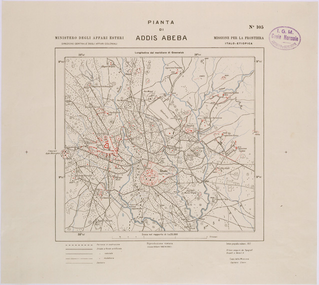 (N:28544) PIANTA DI ADDIS ABEBA. (SE002303) Carte e stampe antiche: riproduzione a colori su carta (formato A2)