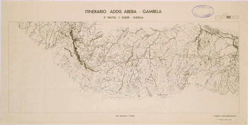 (N:28481) ITINERARIO ADDIS ABEBA GAMBELA 3 TRATTO GUDER GUDELLA (SE002348) Carte e stampe antiche: riproduzione a colori su carta (formato A2)