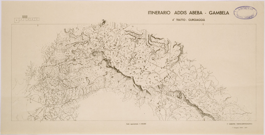 (N:28479) ITINERARIO ADDIS ABEBA GAMBELA 4 TRATTO GURGIAGGIA' (SE002349) Carte e stampe antiche: riproduzione a colori su carta (formato A2)