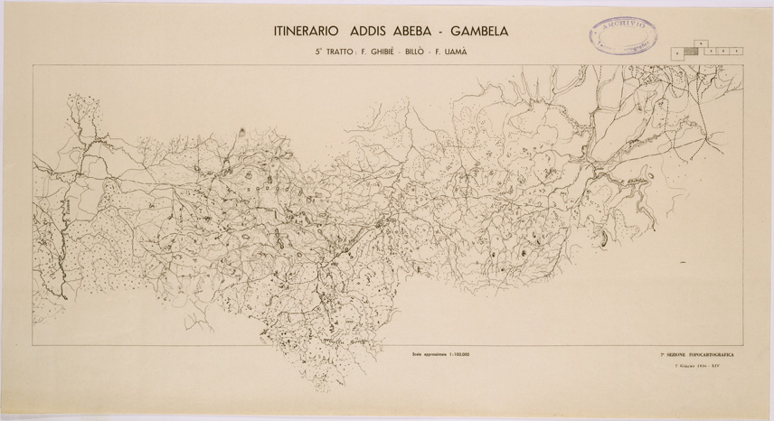 (N:28477) ITINERARIO ADDIS ABEBA GAMBELA 5 TRATTO FIUME GHIBIE' BILLO' FIUME UAMA' (SE002350) Carte e stampe antiche: riproduzione a colori su carta (formato A2)