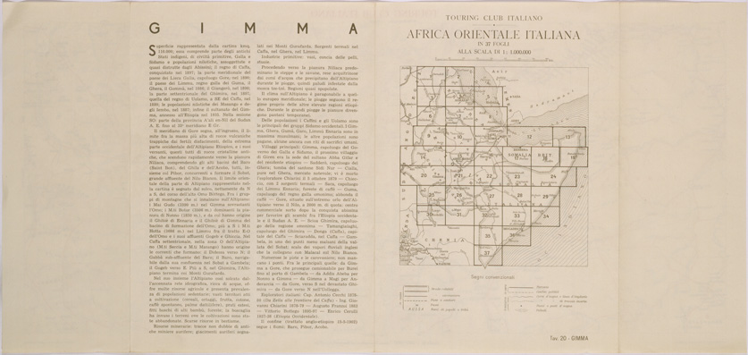 (N:28584) CARTA DELL'AFRICA ORIENTALE ITALIANA FOGLIO 20 GIMMA (RETRO) (SE002385) Carte e stampe antiche: riproduzione a colori su carta (formato A2)