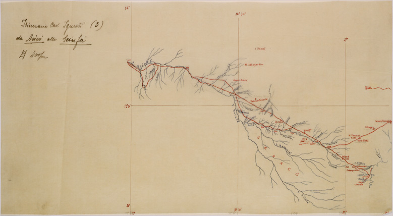 (N:28723) ITINERARIO DA ARICO' ALLO SCIUFA' - LUCIDO 3. (SE002595) Carte e stampe antiche: riproduzione a colori su carta (formato A2)