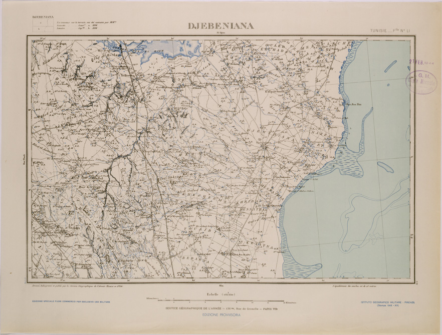 (N:28923) DJEBENIANA - FOGLIO LI. (SE002747) Carte e stampe antiche: riproduzione a colori su carta (formato A2)