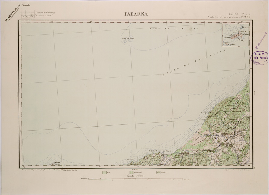(N:29068) TABARKA - FOGLIO I. (SE002855) Carte e stampe antiche: riproduzione a colori su carta (formato A2)