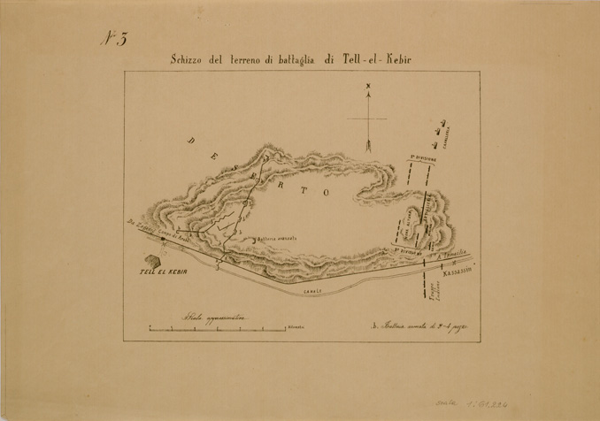 (N:29638) SCHIZZO DEL TERRENO DI BATTAGLIA DI TELL EL KEBIR (SE003474) Carte e stampe antiche: riproduzione a colori su carta (formato A2)