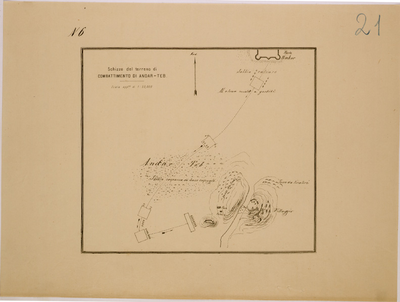 (N:29948) SCHIZZO DEL TERRENO DI COMBATTIMENTO DI ANDAR TEB (SE003815) Carte e stampe antiche: riproduzione a colori su carta (formato A2)