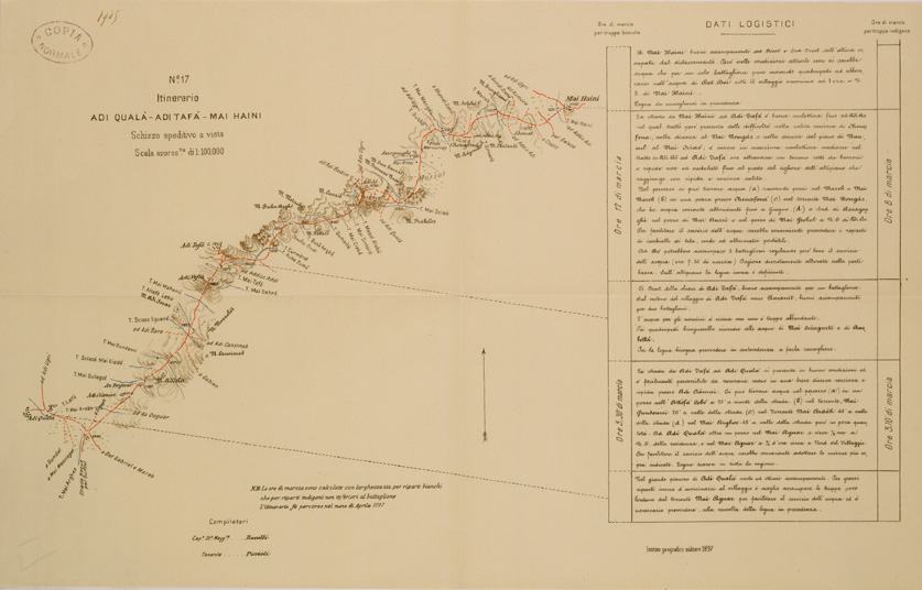 (N:30165) ITINERARIO 17 ADI QUALA ADI TAFA MAI HAINI (SE004003) Carte e stampe antiche: riproduzione a colori su carta (formato A2)