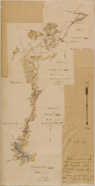 (N:30152) ITINERARIO TORRENTE SITTONA - TORRENTE DERANDA (SE004077) Carte e stampe antiche: riproduzione a colori su carta (formato A2)