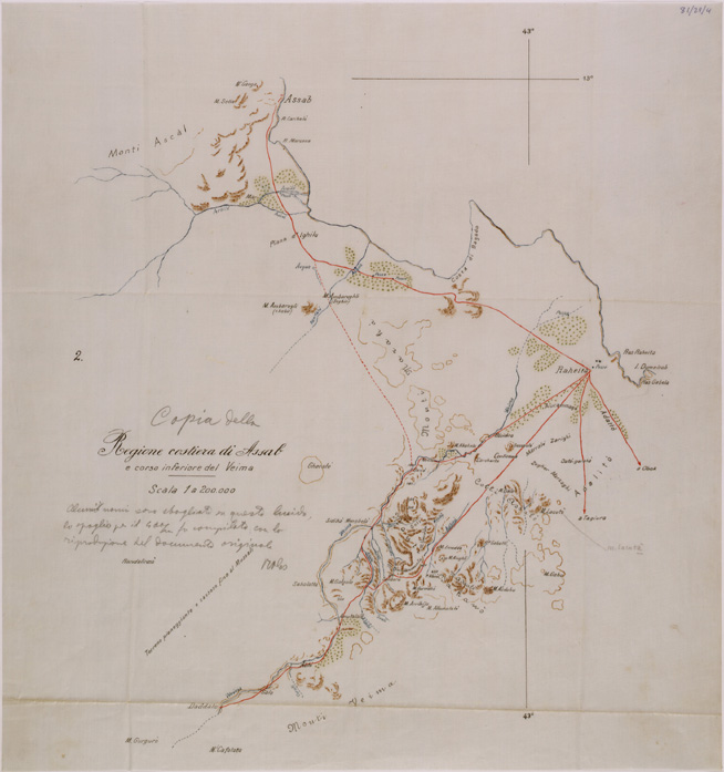 (N:30156) REGIONE COSTIERA DI ASSAB E CORSO INFERIORE DEL VEIMA (SE004079) Carte e stampe antiche: riproduzione a colori su carta (formato A2)