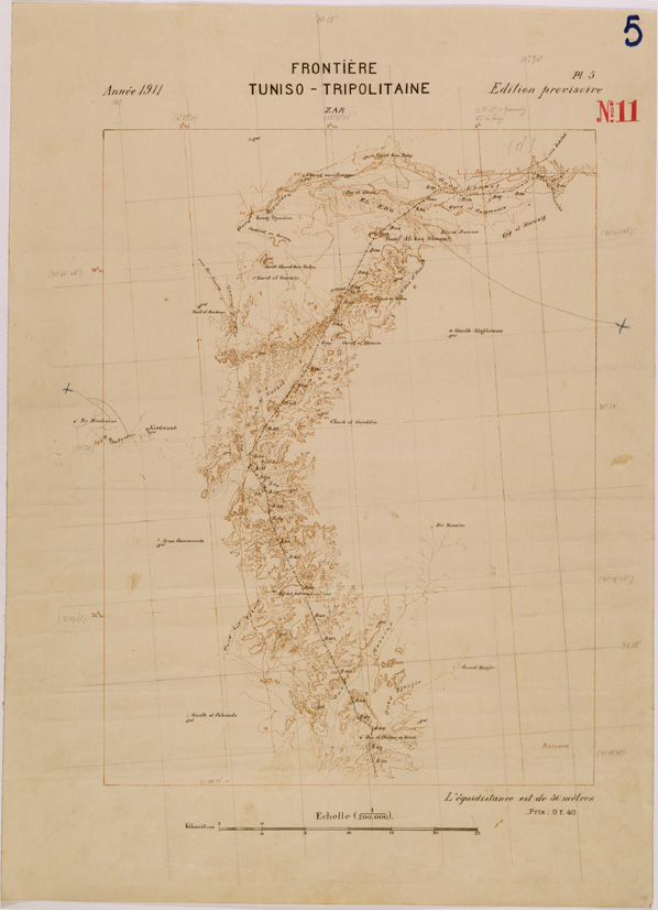 (N:30283) FRONTIERE TUNISO TRIPOLITAINE - FOGLIO 5. (SE004297) Carte e stampe antiche: riproduzione a colori su carta (formato A2)