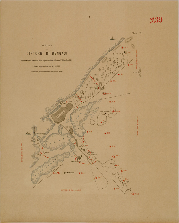 (N:30478) DINTORNI DI BENGASI. (SE004506) Carte e stampe antiche: riproduzione a colori su carta (formato A2)