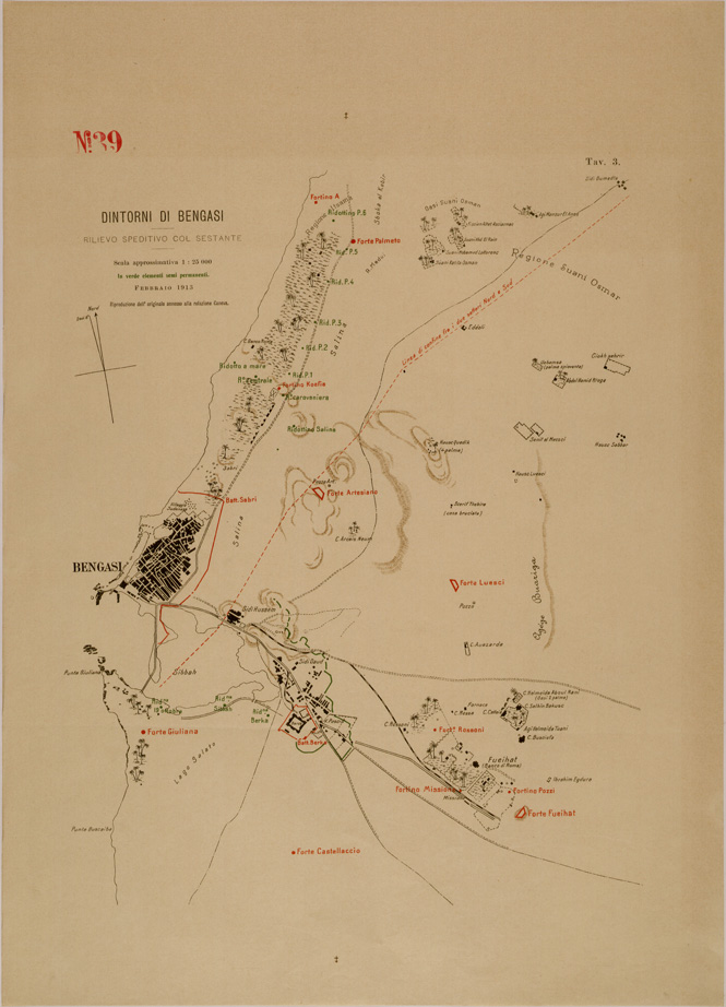 (N:30479) DINTORNI DI BENGASI. (SE004507) Carte e stampe antiche: riproduzione a colori su carta (formato A2)