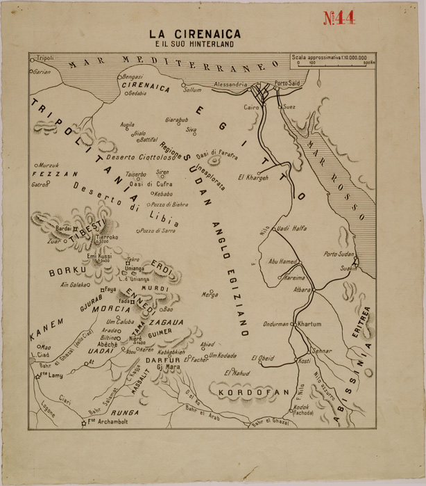 (N:30499) LA CIRENAICA E IL SUO HINTERLAND. (SE004527) Carte e stampe antiche: riproduzione a colori su carta (formato A2)