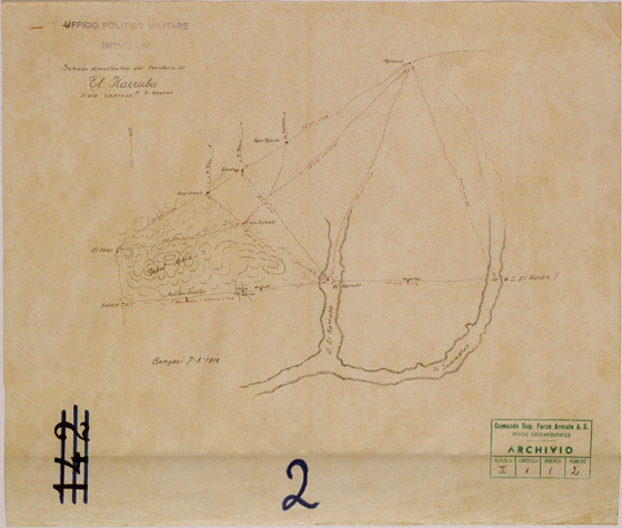 (N:30512) SCHIZZO DIMOSTRATIVO DEL TERRITORIO DI EL KARRUBA. (SE004541) Carte e stampe antiche: riproduzione a colori su carta (formato A2)