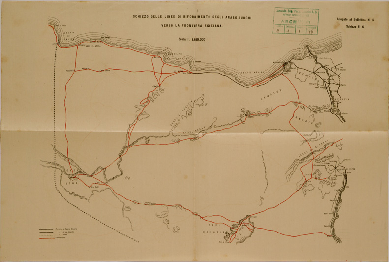 (N:30623) SPEDIZIONE IN TRIPOLITANIA ED IN CIRENAICA - BOLLETTINO N. 5 SCHIZZO 6. (SE004639) Carte e stampe antiche: riproduzione a colori su carta (formato A2)
