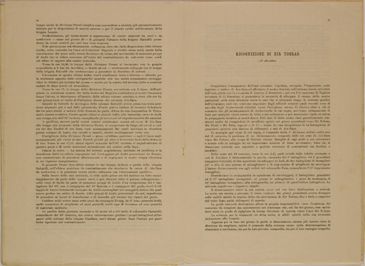 (N:30632) SPEDIZIONE INTRIPOLITANIA ED IN CIRENAICA - BOLLETTINO N. 6 P. 14-15. (SE004648) Carte e stampe antiche: riproduzione a colori su carta (formato A2)
