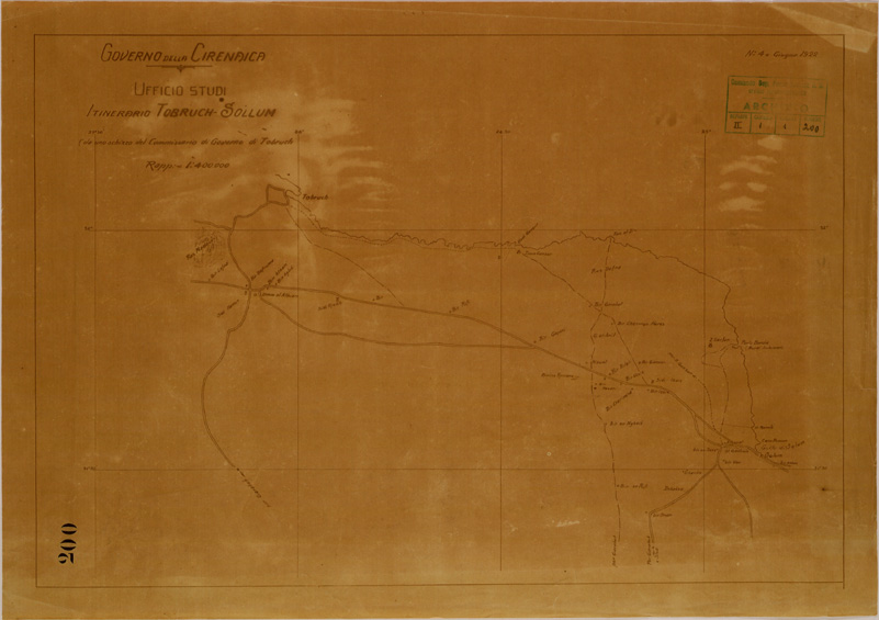 (N:30864) ITINERARIO TOBRUCH SOLLUM. (SE004794) Carte e stampe antiche: riproduzione a colori su carta (formato A2)