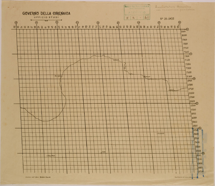 (N:30978) QUADRETTATTURA GEOGRAFICA CON NUMERAZIONE PARANETRICA - CARTA 1. (SE004843) Carte e stampe antiche: riproduzione a colori su carta (formato A2)