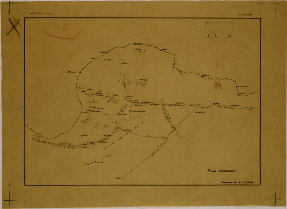 (N:30879) SCHIZZO DELLA CIRENAICA LUCIDO (SE004868) Carte e stampe antiche: riproduzione a colori su carta (formato A2)