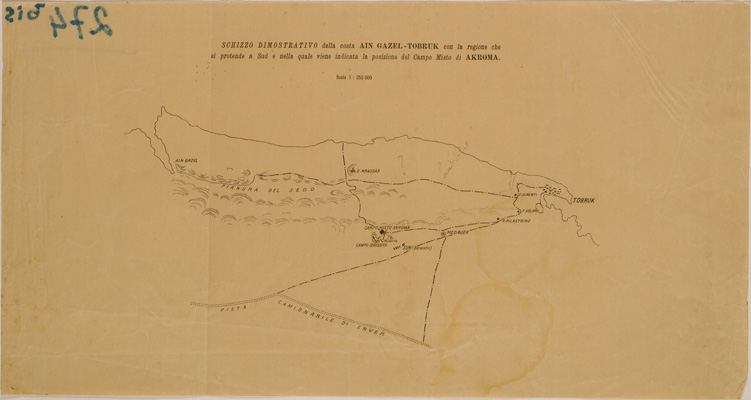 (N:30884) SCHIZZO DIMOSTRATIVO DELLA COSTA AIN GAZEL TOBRUK AKROMA (SE004877) Carte e stampe antiche: riproduzione a colori su carta (formato A2)