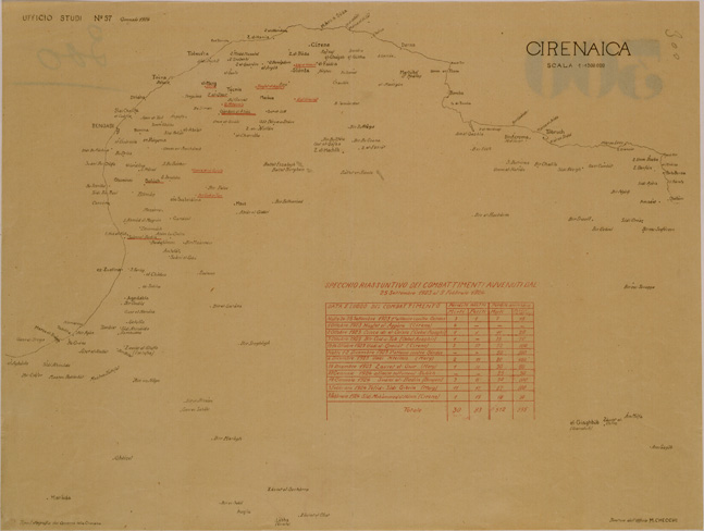 (N:30916) CIRENAICA SPECCHIO RIASSUNTIVO DEI COMBATTIMENTI AVVENUTI DAL 25 SETTEMBRE 1923 AL 9 FEBBRAIO 1924 (SE004904) Carte e stampe antiche: riproduzione a colori su carta (formato A2)
