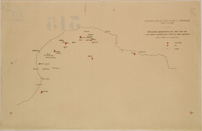 (N:30931) DISLOCAZIONE APPROSSIMATIVA DEI CAMPI MISTI DOR CARACOL SENUSSITI (SE004917) Carte e stampe antiche: riproduzione a colori su carta (formato A2)