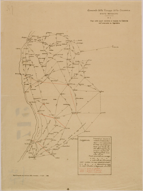 (N:30933) FASI DI AVANZAMENTO SU AGEDABIA (SE004919) Carte e stampe antiche: riproduzione a colori su carta (formato A2)