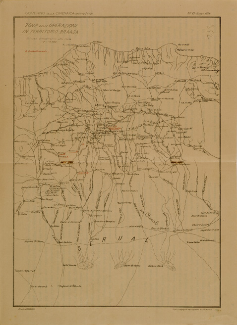 (N:31009) ZONA DELLE OPERAZIONI IN TERRITORIO DI BRAASA (SE004956) Carte e stampe antiche: riproduzione a colori su carta (formato A2)