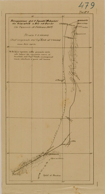 (N:31098) RICOGNIZIONE MEHARISTI DA GIARABUB A BIR ED DACAR (SE005070) Carte e stampe antiche: riproduzione a colori su carta (formato A2)