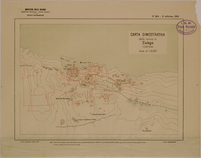 (N:31168) CARTA DIMOSTRATIVA DELLE ROVINE DI ZUAGA SABRATHA (SE005260) Carte e stampe antiche: riproduzione a colori su carta (formato A2)