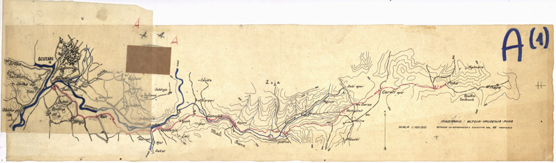 (N:32006) ALBANIA - ITINERARI - FOGLIO 01 - SCUTARI - PUKA (SE006273) Carte e stampe antiche: riproduzione a colori su carta (formato A2)