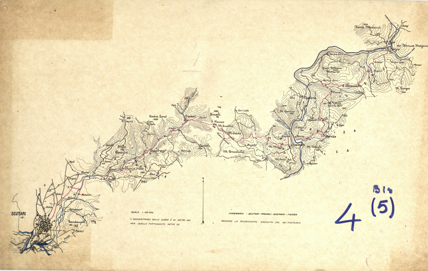 (N:32011) ALBANIA - ITINERARI - FOGLIO 05 BIS - SCUTARI - PREKALI - DUSMANI - FIERZA (SE006278) Carte e stampe antiche: riproduzione a colori su carta (formato A2)